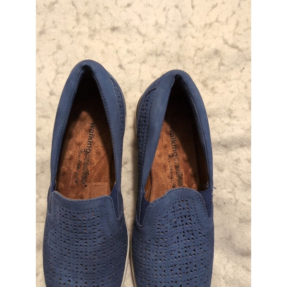 WALKING CRADLES Womens Blue Orleans Wedge Slip On Leather Sneakers Size 8N - Picture 3 of 10
